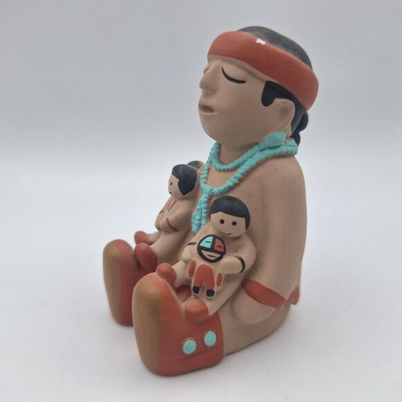 Cleo Teissedre Navajo Figurine Ceramic Children Father Vintage Family Native Art - Picture 2 of 7